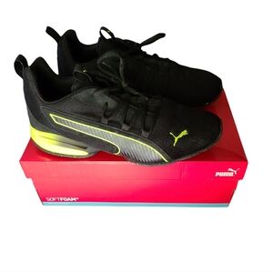 PUMA Ion Energy Mens Black & Neon Yellow Training Shoes Sz 12